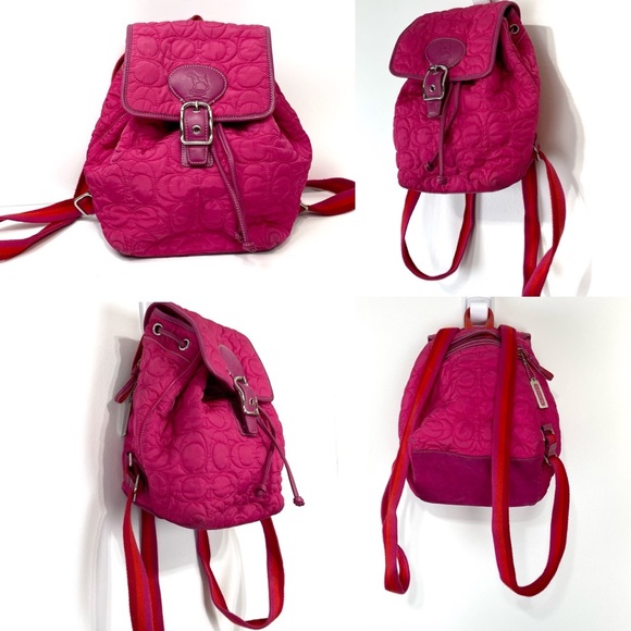 Coach Handbags - Coach Fuchsia Pink Quilted Signature Nylon Backpack